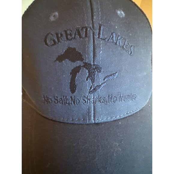 Great Lakes Navy Blue Trucker Hat Mesh Back Adjustable Strap DK Embroidered - Picture 2 of 7
